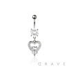 316L SURGICAL STEEL MULTI CZ LOVE LETTER ROUND CZ DANGLE CZ BELLY BUTTON NAVEL RING 